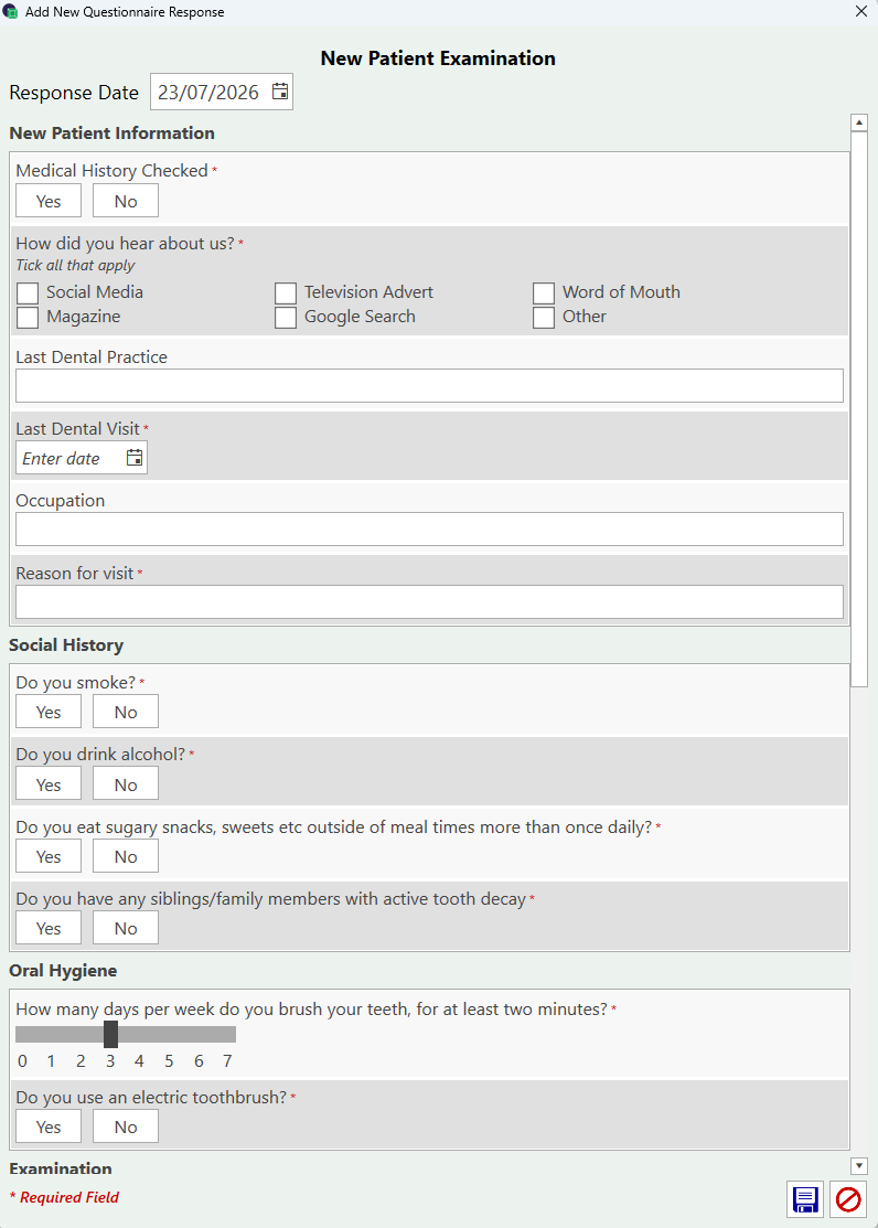 Clinical Note Questionnaire Template